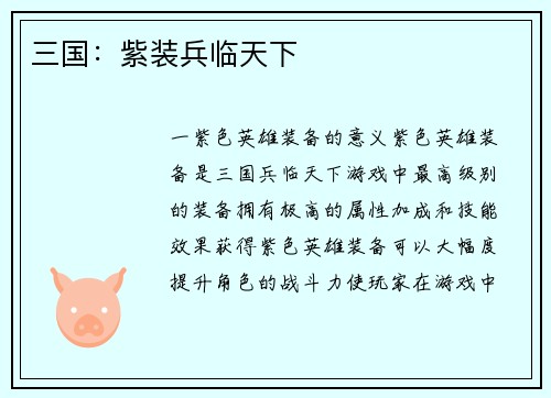 三国：紫装兵临天下